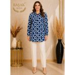 Mk Moda Başak Seul Gömlek - Turkuaz - Beyaz - XL