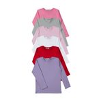 MK Mukko Kids Kız Erkek Çocuk 6'Lı Set Düz Basic Mevsimlik Uzun Kollu Tişört - Üst Badi T-shirt