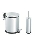Mk Yapı Mk Banyo Seti 5 Litre Kova ve klozet Firçasi Krom, Krom Gümüş