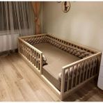 Mkgrup Yuvarlak Çıtalı Montessori Bebek ve Çocuk Karyolası - Ahşap - Koyu Kahverengi - 70 x 130 cm