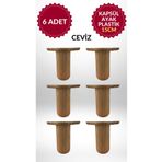 MKLAKS 15cm Kapsül Bohem Ayak (CEVİZ) Koltuk Mobilya Masa Baza Ayak 6lı Paket - Dayanıklı Ve Şık Tasarım