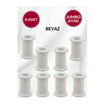 MKLAKS Jumbo Plastik Ayarlanabilir Dolap Mobilya Koltuk Kanepe Baza Ayağı 8li Paket Beyaz Ayakları 10 Cm