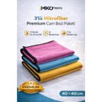Mko Tekstil 3'lü 40 x 40 cm Premium Mikrofiber Cam Bezi Paketi