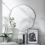 Mks Design Asimetrik Duvar Dekor Aynası / Asimetrik Ayna / Konsol Aynası / Düzensiz Ayna / Dekor Aynası - Gümüş - 85 x 85