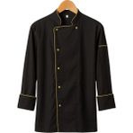 MKWorkwear İsim Nakış Seçenekli - Osaka Şef Ceketi – Modern Aşçı Kıyafeti | Erkek & Kadın Kullanıma Uygun | Kişiye Özel Üniforma ve İş Elbiseleri - XL - Siyah - Gold