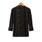 MKWorkwear OSAKA Şef Ceketi – Modern Aşçı Kıyafeti | Erkek & Kadın Kullanıma Uygun | Kişiye Özel Üniforma ve İş Elbiseleri (Siyah-Gold Biyeli, S)