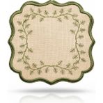 MKY Home Tekstil Mky Home 6’lı Bardak Altlığı Seti | Nakışlı Keten Görünümlü | Dekoratif Kahve Sunum Altlığı | Şık Masa Aksesuarı - 10 x 10 cm