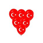 Mkys 10 Adet Bayrak Balon Türk Bayraklı Kırmızı Baskılı Balon Ay Yıldız Balon-Helyum Uyumlu Uçan Balon