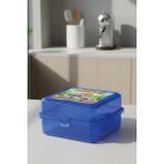 M&L Lunch Box 4 Bölmeli Beslenme Kutusu - Kaşık ve Çatal Setli Okul Beslenme Kabı - Mavi Arazi Aracı