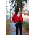 MLSS Fashion Kadın Oversize Ceket-Yağmurluk-Kırmızı - M - L - 240-Kırmızı