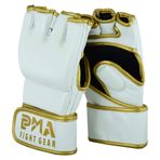 MMA Beyaz/Altın Deri Dövüş Tutma Eldiveni (L/XL)