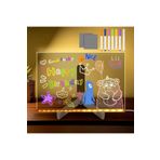 Mmctech Led Işıklı Aydınlatmalı Not Tahtası Mesaj Panosu 30*20 Cm 6lı Neon Renk Kalem Çocuk Çizim Tableti