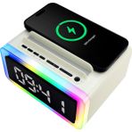 MMctech Rgb Işıklı Bluetooth Hoparlör Dijital Saat Çalar Saat Kablosuz Şarj ve Çok Renkli LED Aydınlatma Hoparlör