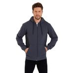 MMETALIC Antrasit Kanguru Cepli Kapüşonlu Fermuarlı İçi Pamuklu Erkek Sweatshirt (ANTRASİT / 2XL)