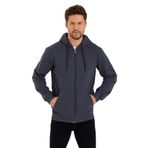 MMETALIC Antrasit Kanguru Cepli Kapüşonlu Fermuarlı İçi Pamuklu Erkek Sweatshirt (ANTRASİT/L)