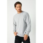 MMetalic Basic Bisiklet Yaka Erkek Sweatshirt Gri