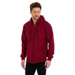 MMETALIC Bordo Kanguru Cepli Kapüşonlu Fermuarlı İçi Pamuklu Erkek Sweatshirt (BORDO/M)