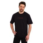 MMETALIC Erkek Beyaz Baskılı Basic Oversize Bisiklet Yaka Kısa Kollu T-shirt SİYAH S…
