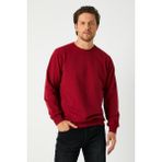 Mmetalic Erkek Bordo Basic Bisiklet Yaka Sweatshirt - 2XL