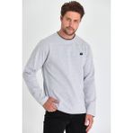 Mmetalic Erkek Gri Çift Bisiklet Yaka Baskı Detaylı Standart Rahat Kesim Sweatshirt - 01-Gri