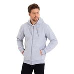 MMETALIC Gri Kanguru Cepli Kapüşonlu Fermuarlı İçi Pamuklu Erkek Sweatshirt (GRİ/L)