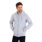 MMETALIC Gri Kanguru Cepli Kapüşonlu Fermuarlı İçi Pamuklu Erkek Sweatshirt (GRİ/XL)