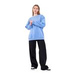 MMETALIC Mavi Kadın Pamuklu Oversize Basic Bisiklet Yaka Sweatshirt 2XL