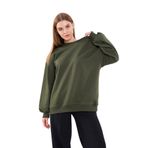 MMETALIC Mavi Kadın Pamuklu Oversize Basic Bisiklet Yaka Sweatshirt XS
