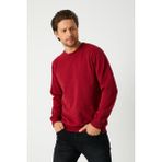 Mmetalic Metalic Erkek Bordo Basic Bisiklet Yaka Sweatshirt - 4XL