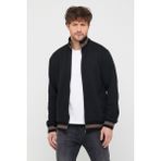 Mmetalic Metalıc Erkek Siyah Regular Fit Dik Yaka Fermuarlı Uzun Kollu Hırka - XL