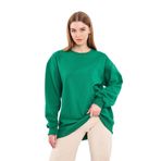 MMETALIC Yeşil Kadın Pamuklu Oversize Basic Bisiklet Yaka Sweatshirt 2XL