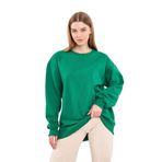 MMETALIC Yeşil Kadın Pamuklu Oversize Basic Bisiklet Yaka Sweatshirt L
