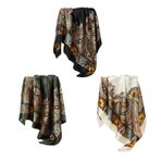 Mmgoqqt Kadınlar için kare şallar, 3 adet 90 x 90 cm bandana baş örtüsü, bayan, düz ipek şal, kadın şalları, saç havlusu, atkı, saç takısı, Süt beyazı, askeri yeşil, siyah, 90*90cm