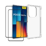 MMlife Xiaomi Poco M6 Pro 4G için Temperli Camlı Kılıf (2 Parça) İnce Darbe Emici TPU Yumuşak Kenar Tampon Güçlendirilmiş Köşeleri ile Şeffaf Koruyucu Kılıf