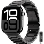 MMP Shop Apple Watch Seri 2 3 4 5 6 7 8 Se Ultra Uyumlu 38 40 41MM Paslanmaz Çelik Akıllı Saat Kordonu - Apple Watch 38-40-41mm - Siyah