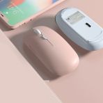 MMP Shop Kablosuz Mouse Wireless 2.4Hz ve Bluetoothlu Şarj Edilebilir Sessiz Mouse Dpı Ayarlı Fare - Pembe