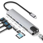 MMP Shop Macbook Pro Air Uyumlu Type-C 8in1 Dönüştürücü Çoklayıcı USB / Lan / Hdmı 4K / Type-C 87W Pd - Gri