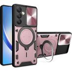 MMP Shop Samsung Galaxy A16 Uyumlu Kamera Koruma 360 Dönebilen Magsafe Halka Stand Özellikli Tank Kılıf - Glx A16 - Rose Gold
