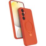 MMP Shop Samsung Galaxy A25 Uyumlu Kamera Koruma Çıkıntılı Magsafe Halka Standlı Kılıf - Turuncu