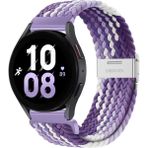 MMP Shop Samsung Galaxy Watch 4 5 6 7 Fe 40 44MM Classic 42 43 46 47MM Uyumlu 20MM Metal Klipsli Örgü Kordon - GLX Watch 4-5-6-7-Fe - Lila - Beyaz