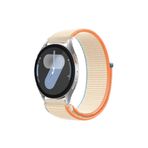 MMP SHOP Samsung Galaxy Watch 4 5 6 7 Fe 40 44Mm Classic 42 46 47Mm İle Uyumlu Hasır Örgü Spor Cırtlı Kordon Starlight-Turuncu