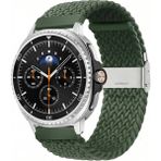 MMP Shop Samsung Galaxy Watch 8 40MM / 44MM / 46MM Classic Uyumlu Metal Clips Kumaş Örgü Akıllı Saat Kordon - Haki
