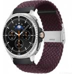 MMP Shop Samsung Galaxy Watch 8 40MM / 44MM / 46MM Classic Uyumlu Metal Clips Kumaş Örgü Akıllı Saat Kordon - Mürdüm
