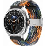 MMP Shop Samsung Galaxy Watch 8 40MM / 44MM / 46MM Classic Uyumlu Metal Clips Kumaş Örgü Akıllı Saat Kordon - Siyah - Turuncu