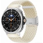 MMP Shop Samsung Galaxy Watch 8 40MM / 44MM / 46MM Classic Uyumlu Metal Clips Kumaş Örgü Akıllı Saat Kordon - Starlight