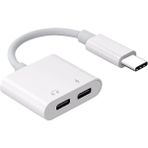 MMP Shop Type-C To Type-C Kulaklık Hızlı Şarj Çevirici Çoklayıcı Splitter Adaptör - Gri