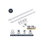 MMTHOME Başlık 60-80 Cm Ayarlanabilir Briz Çubuğu 2’li Set | Alüminyum Teleskopik Perde Çubuğu | Vidalı Montaj Aparatlı | Beyaz | Mutfak & Banyo Perdesi