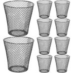 Mmxccy Yuvarlak Atık Kağıt Sepeti, Tel Örgü Masa Metal Çöp Kutusu Geri Dönüşüm Çöp Kutusu Çöp Konteyneri Yatak Odası Ofis Için (10 Adet) (Yurt Dışından) - Black