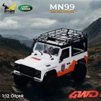 MN Model Mn99 V2 1/12 Land Rover Defender D90 4WD RC Model Crawler Offroad Truck Beyaz Uzaktan Kumandalı Araba - Dahili Işık Seti