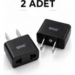 MN6 M007 Amerikan Priz Dönüştürücü Adaptör Fiş, 2 Adet Türkiye/Avrupa Fiş Uyumlu ABD Tipi Seyahat Adaptörü - Siyah